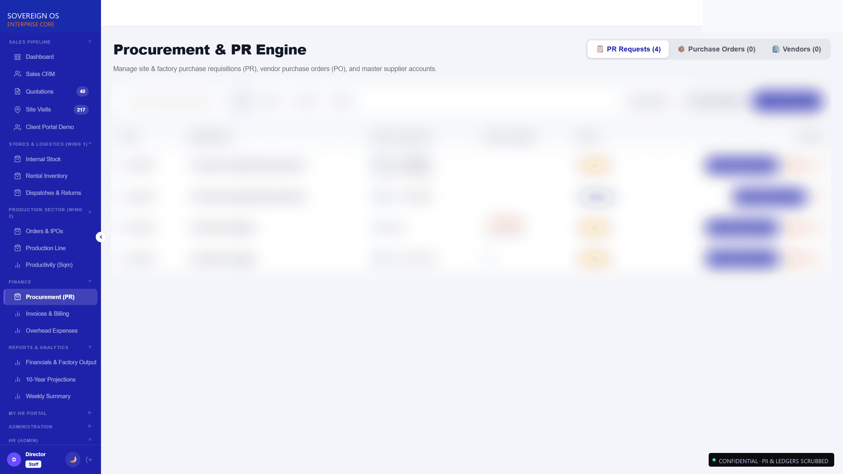Factory PR & Procurement PO Engine