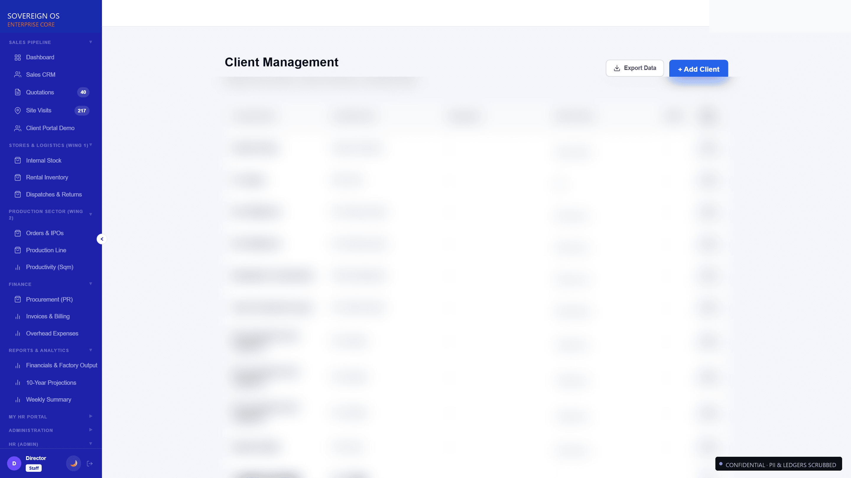 Client Master Directory & Multi-Site Ledger